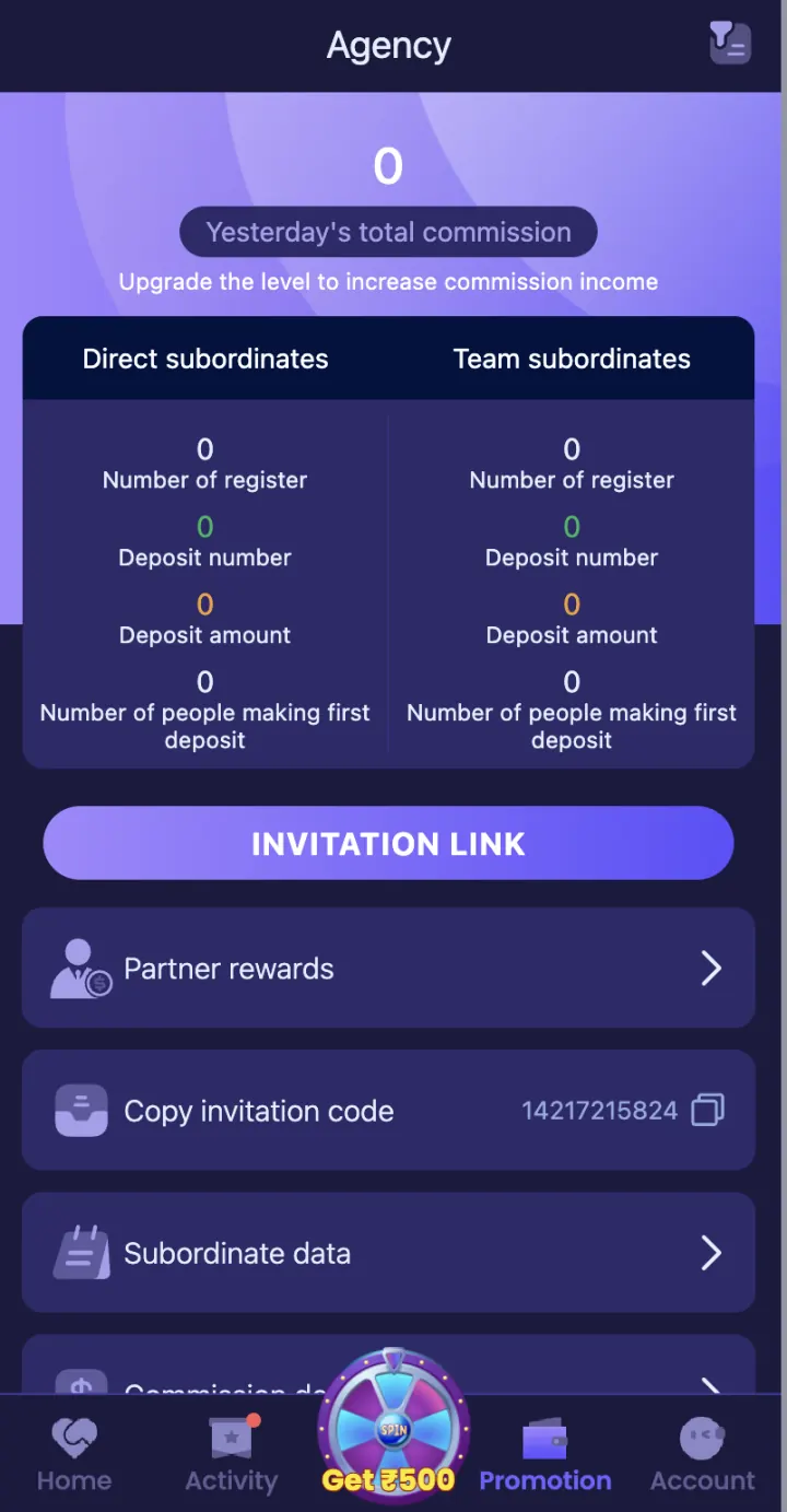 ShreeWin Agency dashboard with team and invitation options